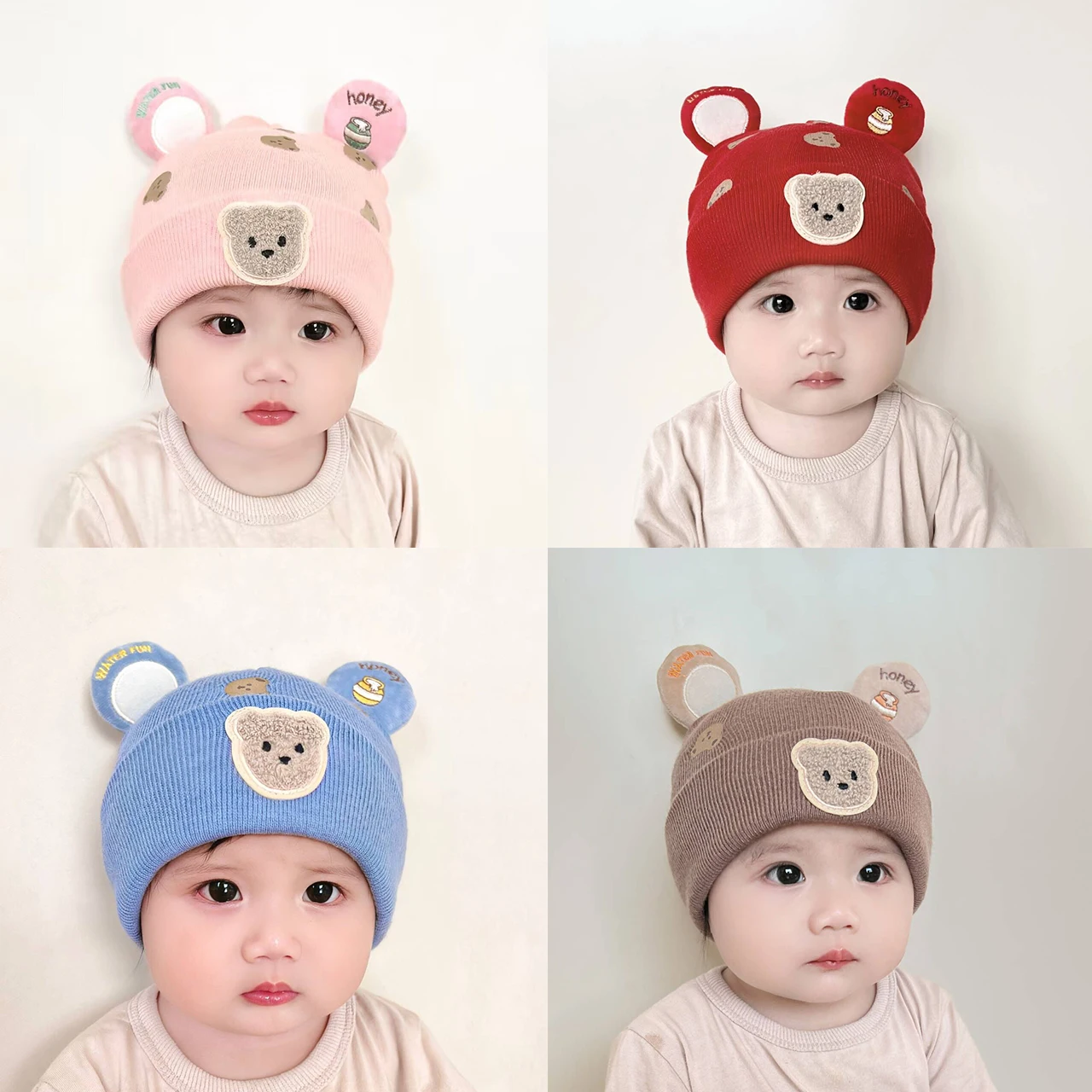 Topi Beanie Bayi Hangat Musim  - Infant Beanie Hat With Ears ulasan dan harga